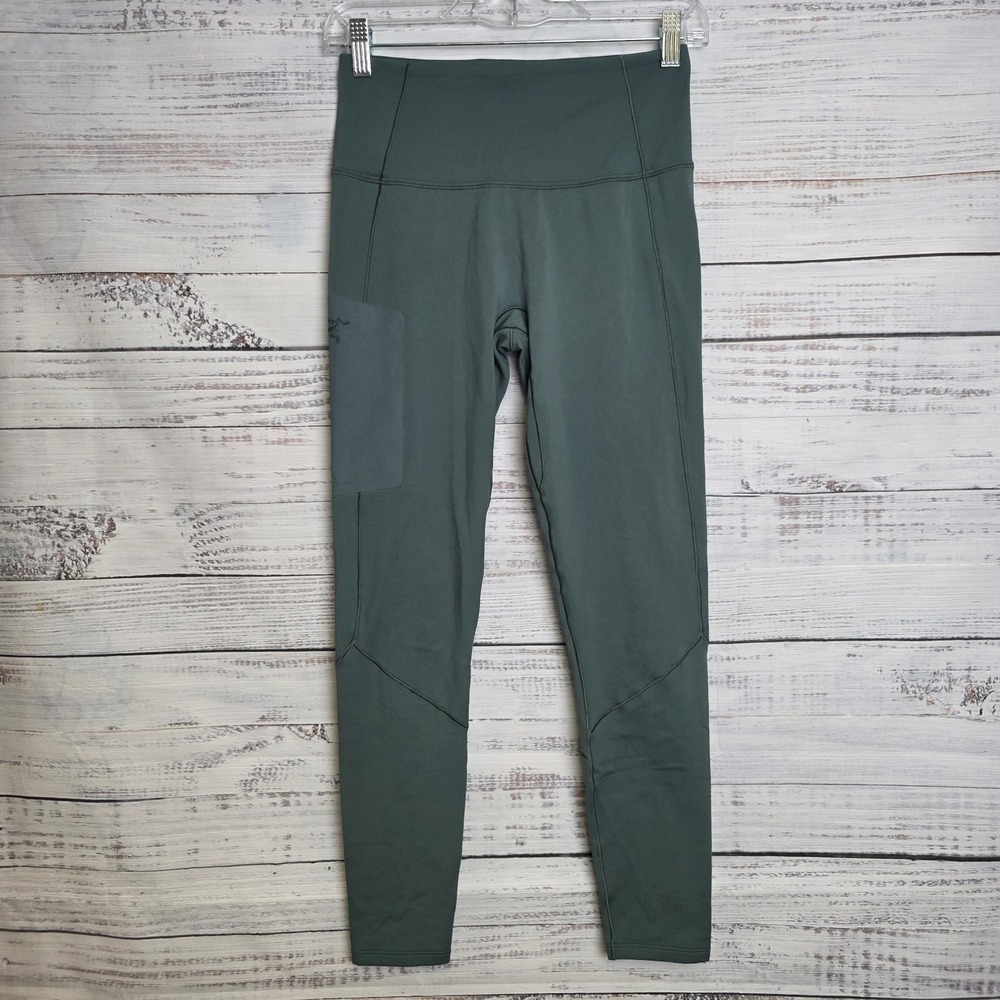 Arc'teryx Rho Bottom Women Medium Teal Green Zip Side Pocket Base Layer Outdoors - Picture 2 of 9